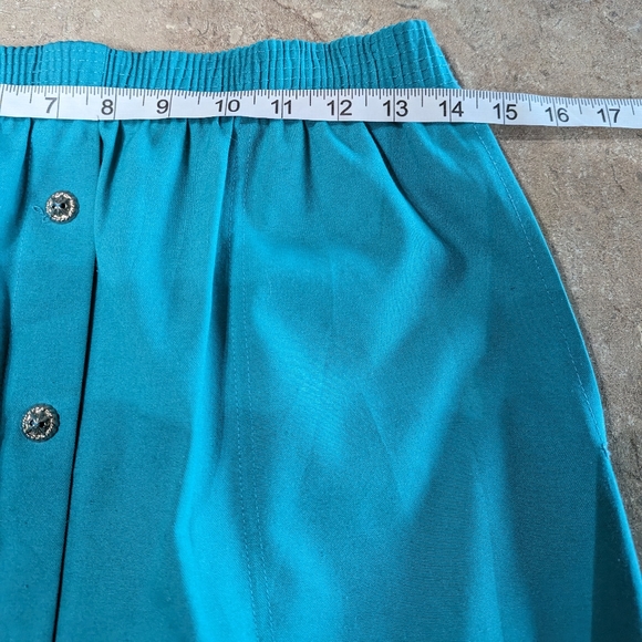 🌻2 for $20 | Vintage Teal Midi Skirt with Pockets & Elastic Waist - Picture 6 of 9